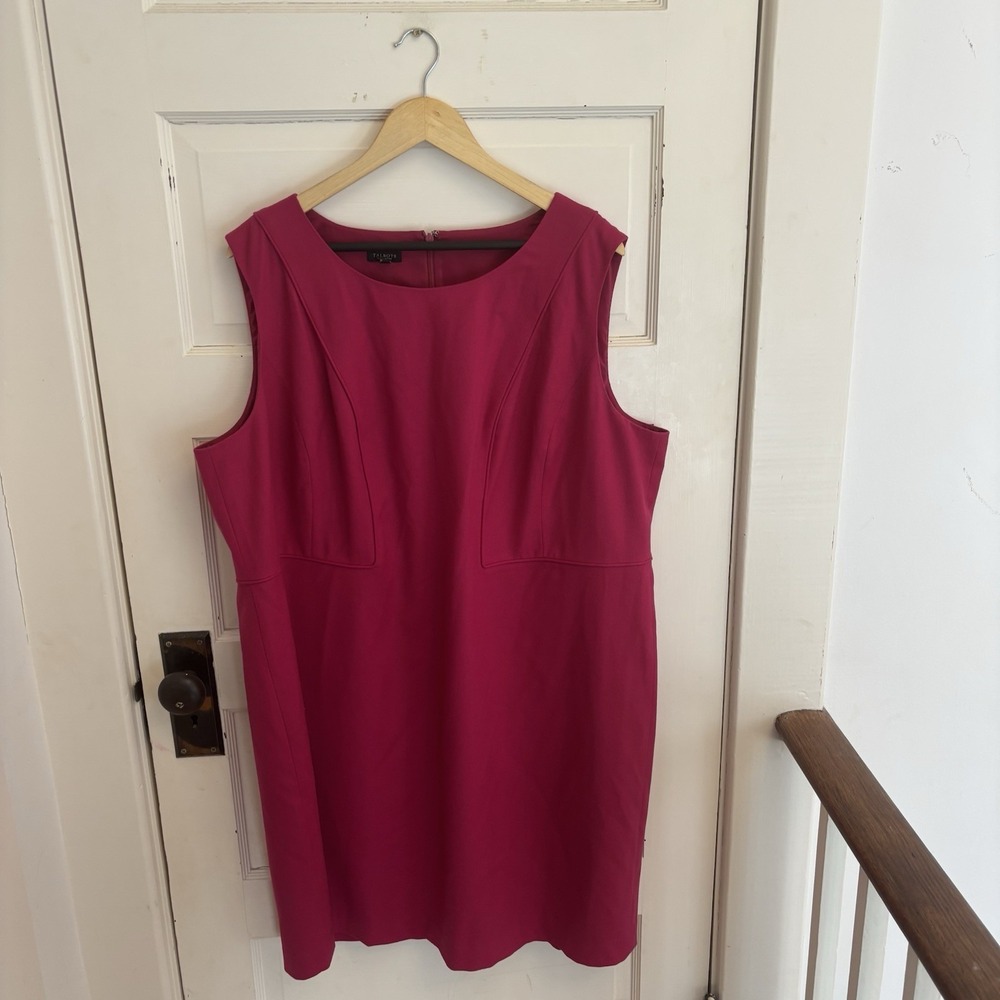 Talbots Women's Fuchsia Pink Sleeveless Wool Sheath Dress Jumper Size 22W Petite